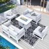 7 Piece Patio Furniture Aluminum Fire Pit Conversation Set with 29'' Large Depth Seat Outdoor Modern Luxury Sofa Set (White) 1
