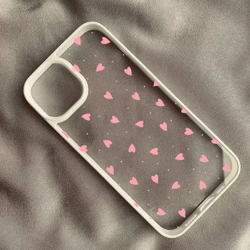 Chic Pink Heart Design Phone Case - Fashionable Black Clear Cover