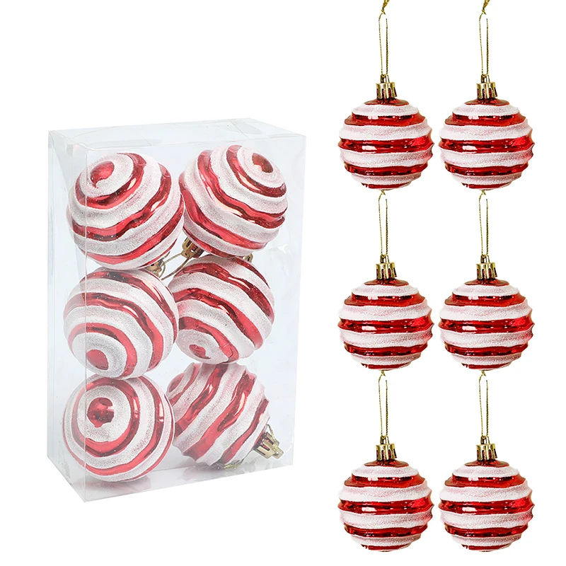 thumbnail image 1 of 6 piezas/caja de bolas de Navidad de 6 cm, adornos para árbol de Navidad, adornos colgantes, decoración para fiesta, regalo de Navidad, Año Nuevo 2025, accesorios de adornos, 1 of 5