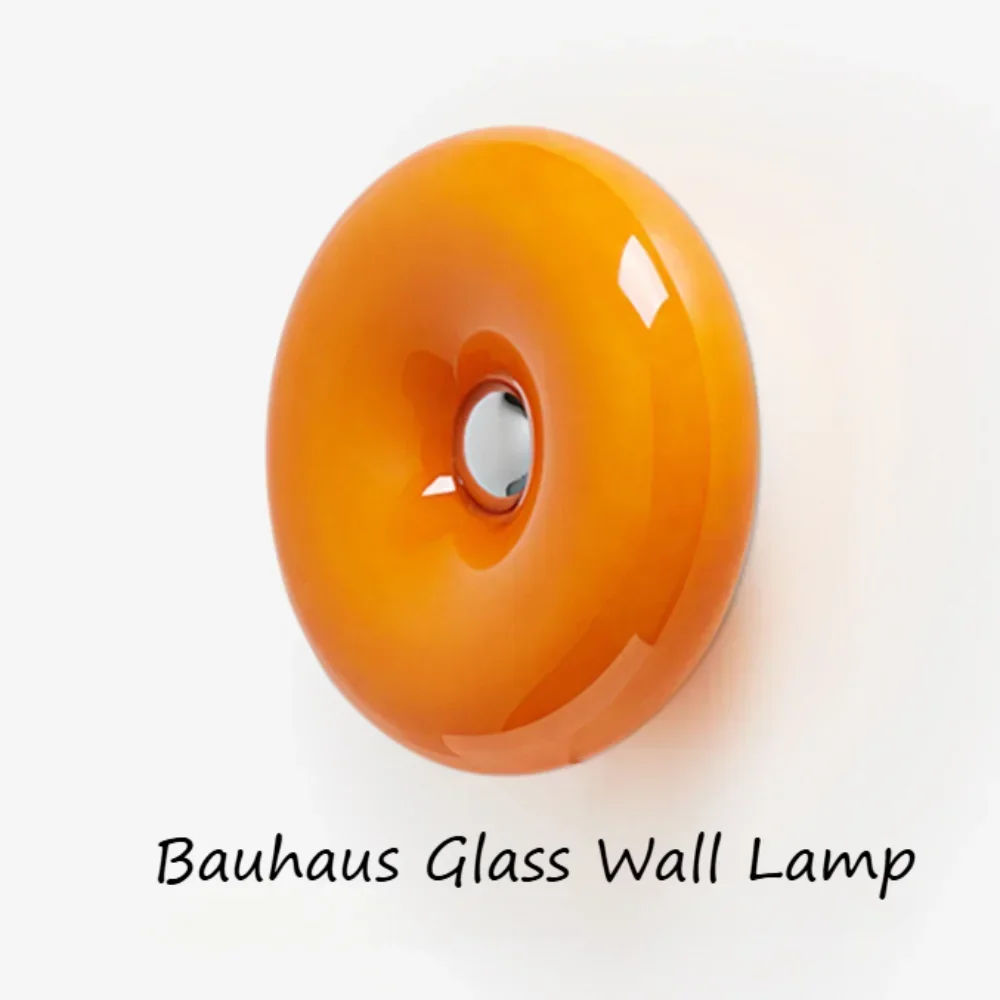 Nordic Orange and White Glass Wall Lamp Creative Bauhaus Donut Wall Lights for Dining Room Bedroom Aisle Touch Switch