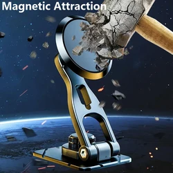 2024 New Magnetic Car Phone Holder Notbeook Stand Desk Rotatable Magnet Smart phone Foldable Bracket For iPhone Samsung Xiaomi