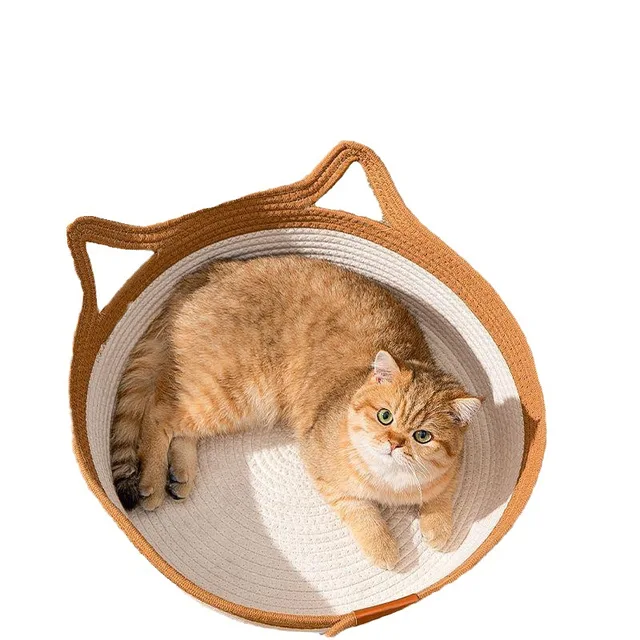 Summer Cool Pet Bed Rattan Cat Nest House Fashion Sleeping Basket Hand-woven Dog Breathable Bed Natural Plant Mat 6