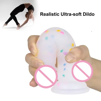 Female Dildo Masturbation Adult Products Jelly Granule Rainbow Transparent Phallus G-Spot Dildo Sex Toy for Woman Adult Sex Toys 3