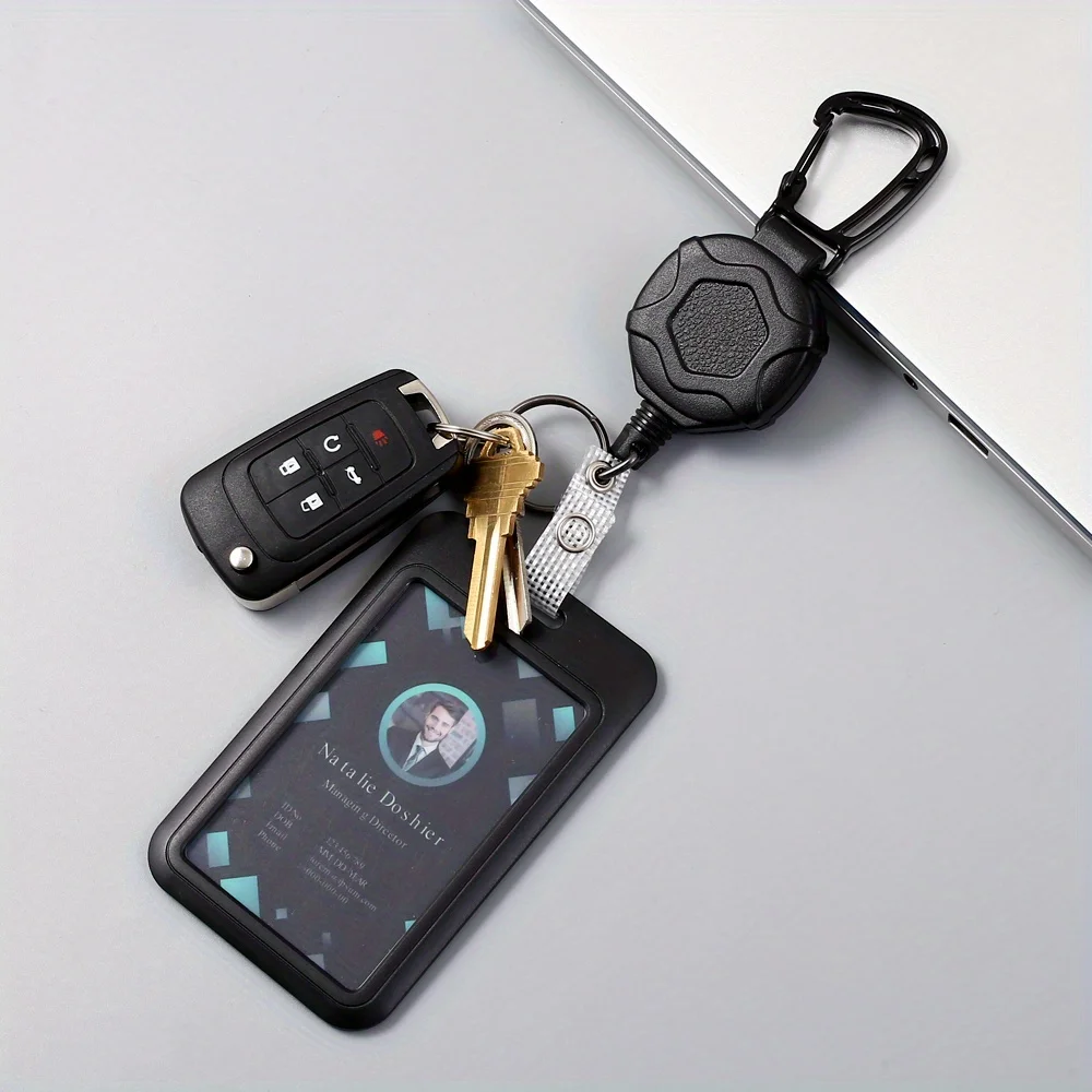 Heavy Duty Retractable Badge Reel with Steel Cable and Keychain