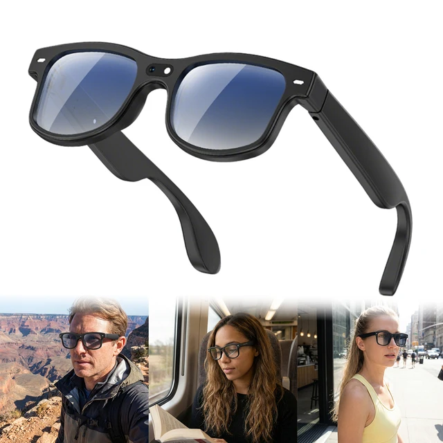 Smart Glasses Real-Time 160+ Language Translation 8MP HD Camera Glasses with Color-Change Len for Men Women Driving