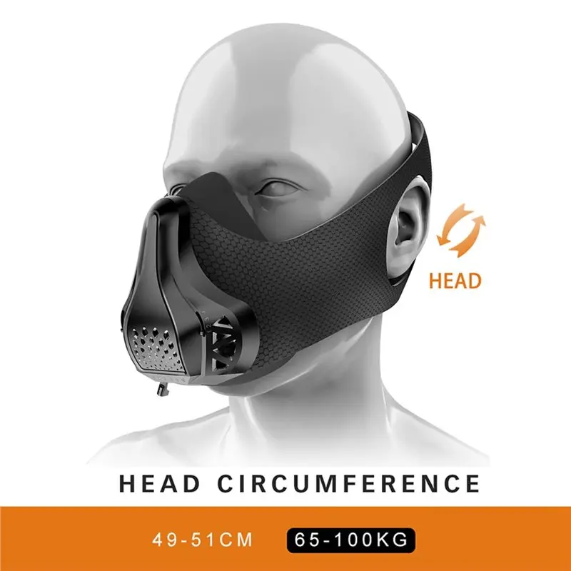 Masque de sport respirant et détachable noir ajusté sur le visage, parfait pour cyclisme et running.