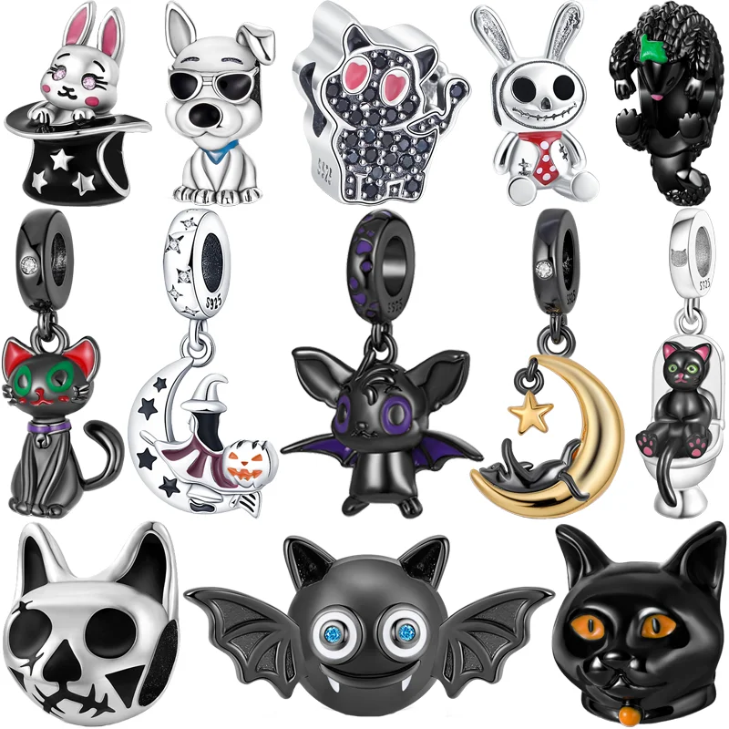 

Лидер продаж, шапка из серебра S925 пробы в виде тыквы, Луны, кота, звезды, кролика, бусины, подходят для оригинальных шармов Pandora, ювелирные изделия, подарки для женщин