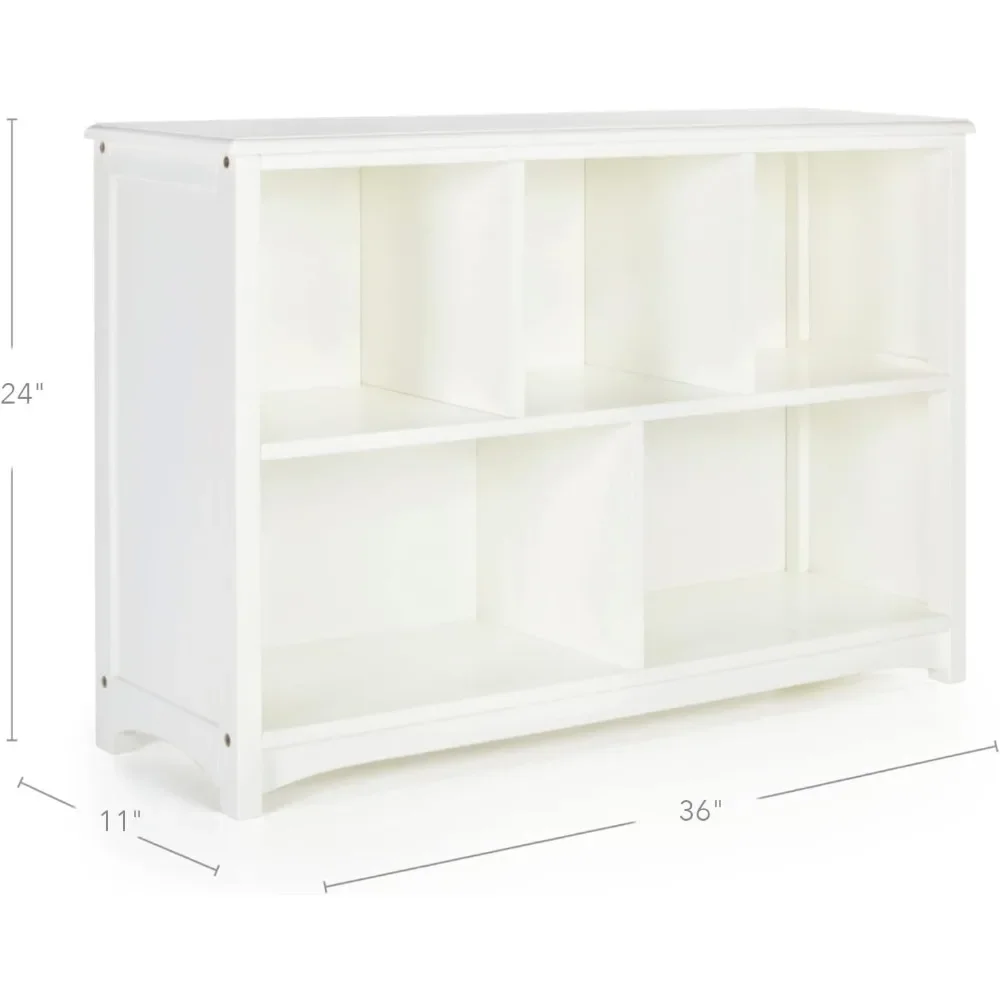 Classic Bookshelf: Children's 5 Compartment Toy, Bin, Art, Clothes and Bookcase - Wooden Playroom and Bedroom Storage Furniture 2