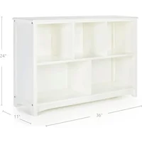 Classic Bookshelf: Children's 5 Compartment Toy, Bin, Art, Clothes and Bookcase - Wooden Playroom and Bedroom Storage Furniture 2