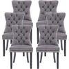 Velvet Dining Chairs Set of 6, Ring Pull Trim and Button Back, Luxury Tufted Dining Chairs for Living Room, Dining Chair 1