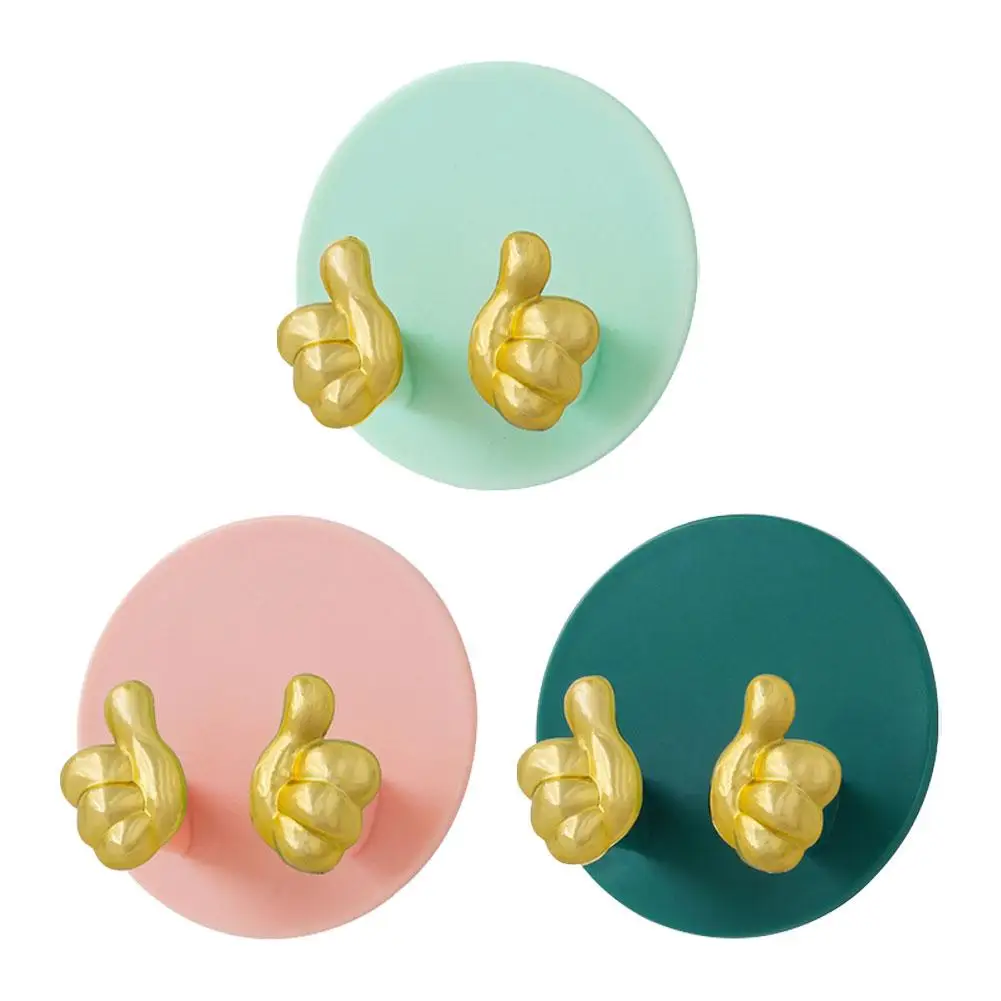 

Funny Sticky Hooks Strong Adhesive Sticking Wall Golden Bathroom Hook Living Household Sticky Kitchen Room Finger Hook Stor T7X3