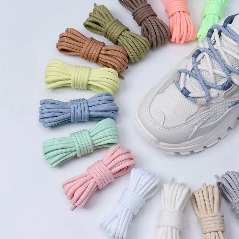 1 Pair Round Shoelaces Rubber Band For Shoes Polyester Solid Classic For Sport Fashion Boot Sneaker Shoe Laces Strings 20 colors