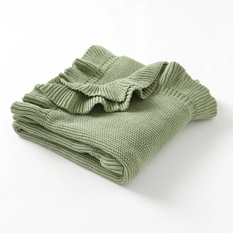 Skin-friendly Solid Color Flouncing Muslin Baby Swaddle Blankets Soft Newborn Security Blankets Knitted Infant Receiving Blanket 2
