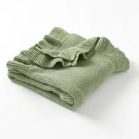 Skin-friendly Solid Color Flouncing Muslin Baby Swaddle Blankets Soft Newborn Security Blankets Knitted Infant Receiving Blanket 2