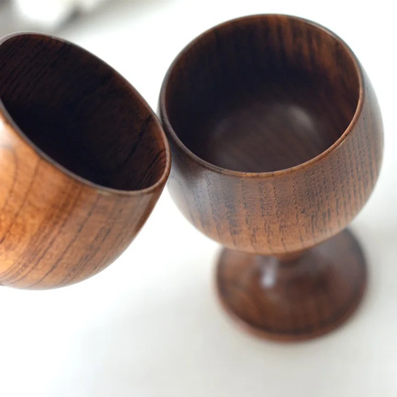 Glass Cup Natural Wooden Goblet Handmade Environmental Red Wine Glasses Round Coffee Milk Water Cup Home Kitchen Bar Drinkware Supply glass cup