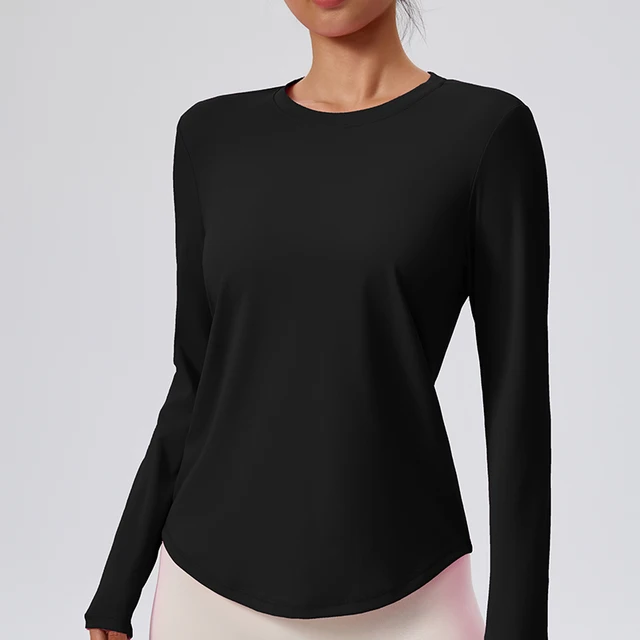 Women's Round Neck Fitness Yoga Clothes Gym Exercise Long Sleeved Tops Pilates Yoga Long Sleeved Tops