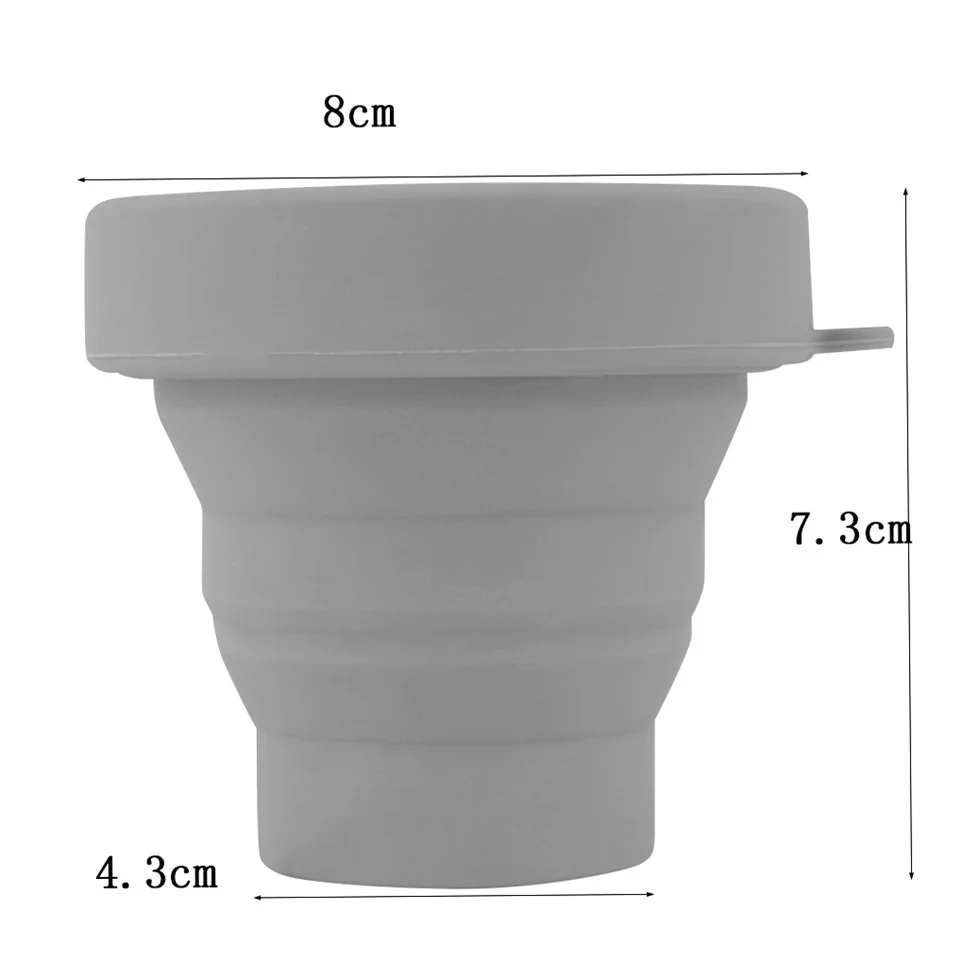 Portable Silicone Retractable Folding Cup with Lid 200ML High Temperature Resistant Outdoor Travel Water Cup