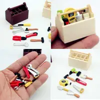 1Set Dollhouse Furniture Miniature Mini Toolbox Handmade Tools Model For Dolls House Decor Accessories Props Kids Pretend Toys 1