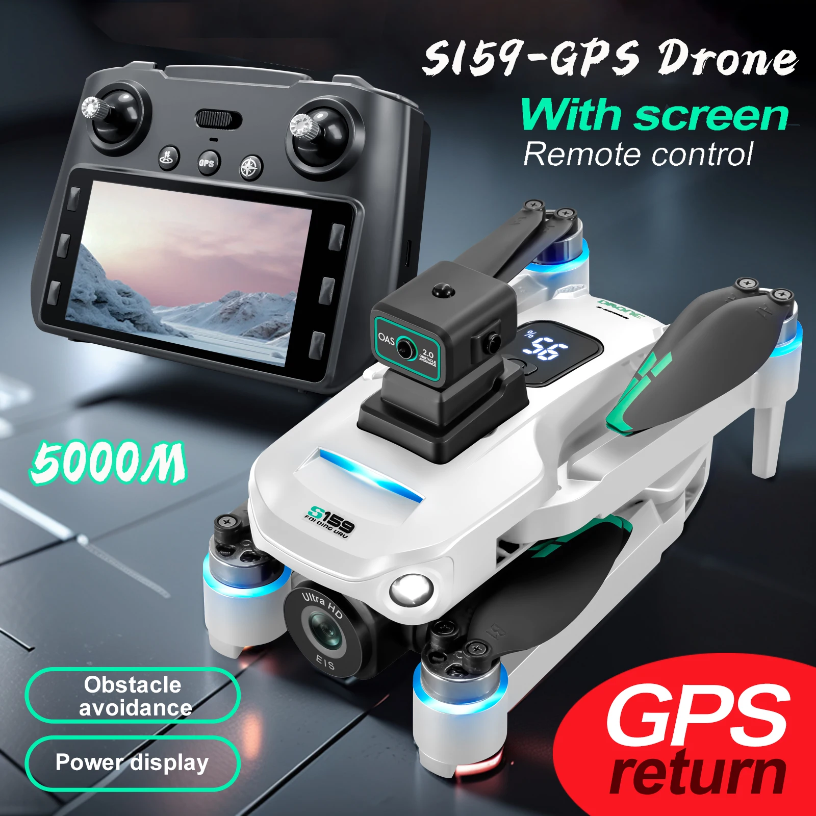 New S159 GPS Drone 8K HD Camera Screen Send Memory Card 5G Image