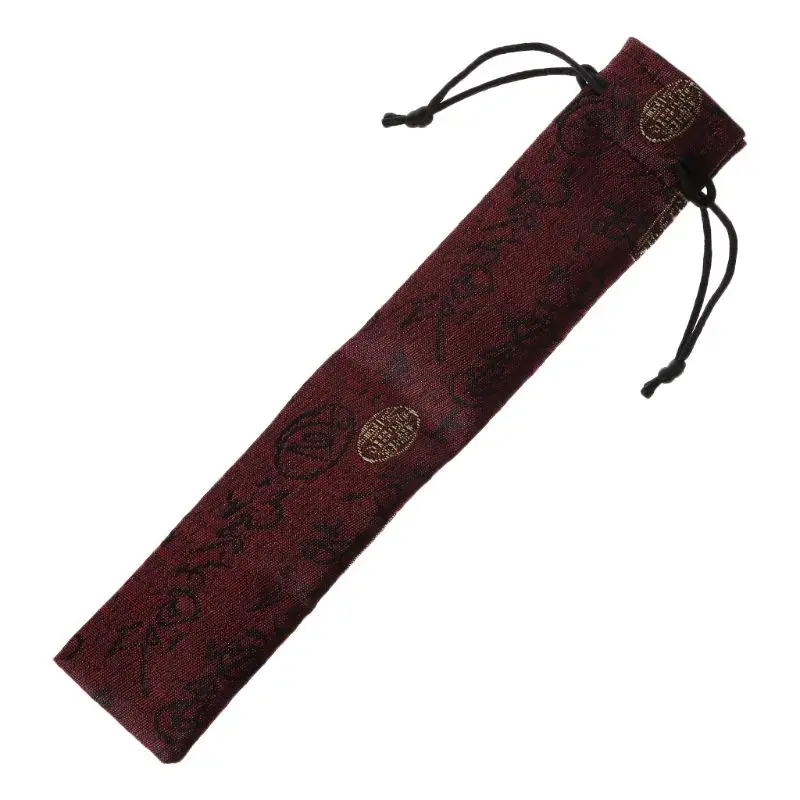 Chinese Calligraphy Style Decorative Folding Hand Fan Bag Dustproof Holder Protector Pouch Case Cover Gifts