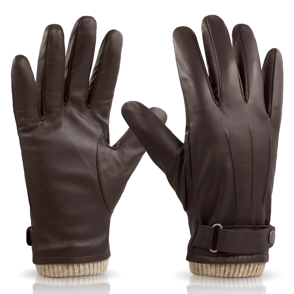 Guantes De Cuero De Piel De Oveja Para Hombre – Pantalla Táctil, Sin Forro, Color Beige – Para Conducir Y Equitación (Talla 7)