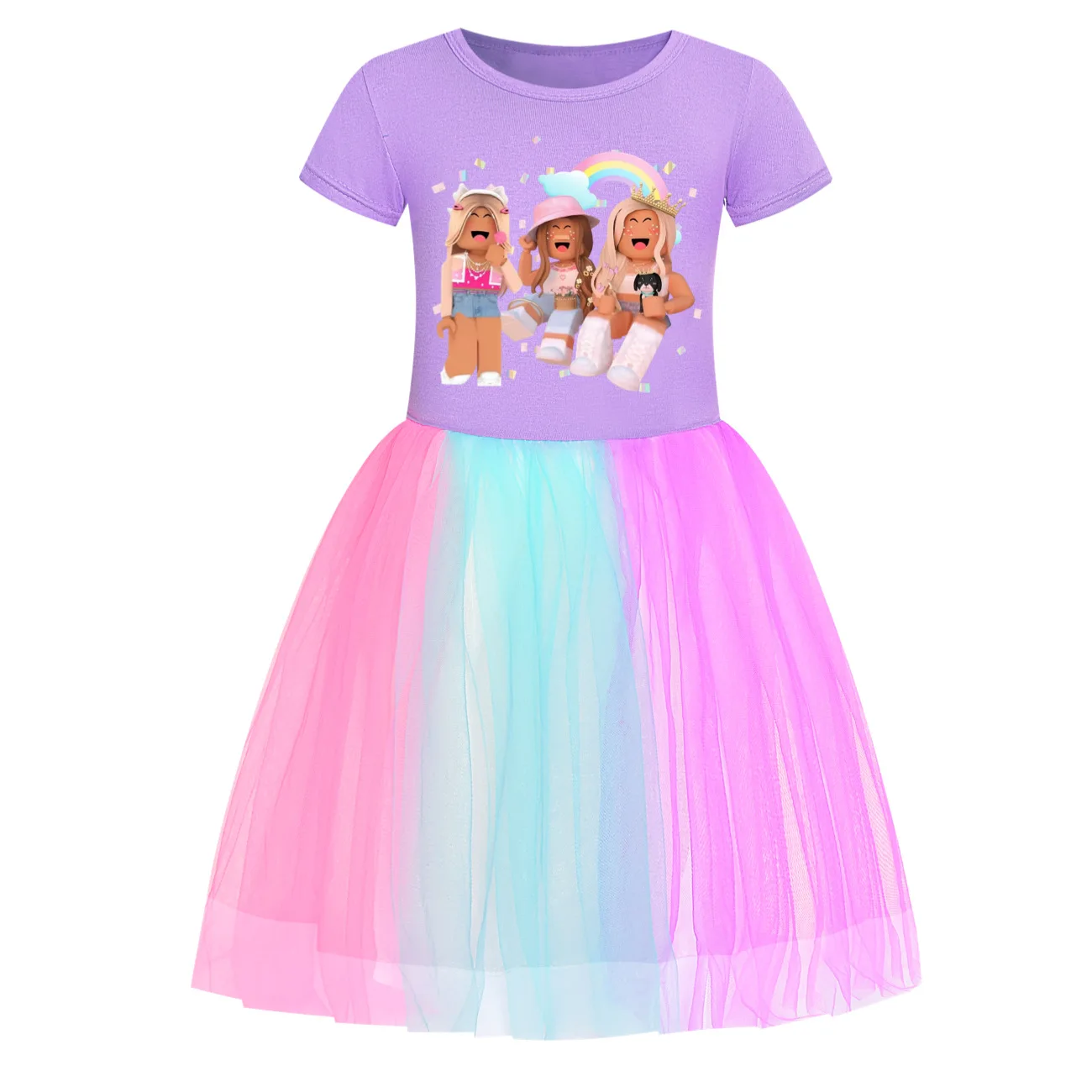 Fashion New Summer Girls Game Roblox Cute Trendy Comfortable Versatile Star Rainbow Lace Skirt Birthday Surprise Gift 3