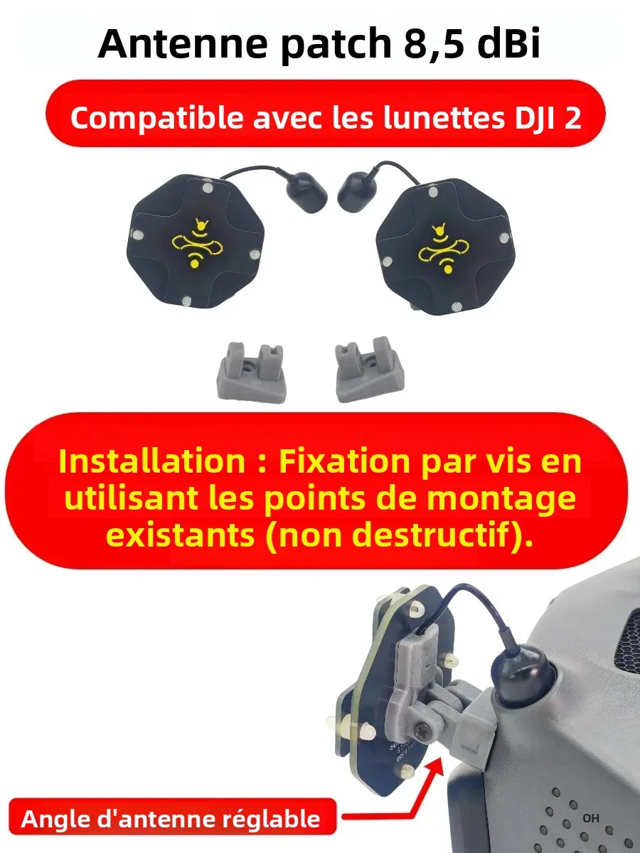 Antenne FPV 5.8G 8.5dBi LHCP Directionnelle pour DJI Goggles 2