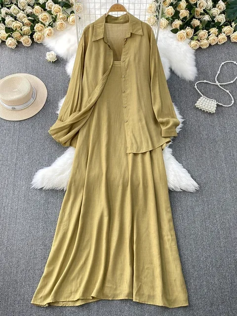 Robe chemise pour femmes musulmanes, ensemble deux pièces, costumes modestes solides, Ensemble musulman du Ramadan, Maroc, dubaï, Abayas, tenues islamiques Jalabiya
