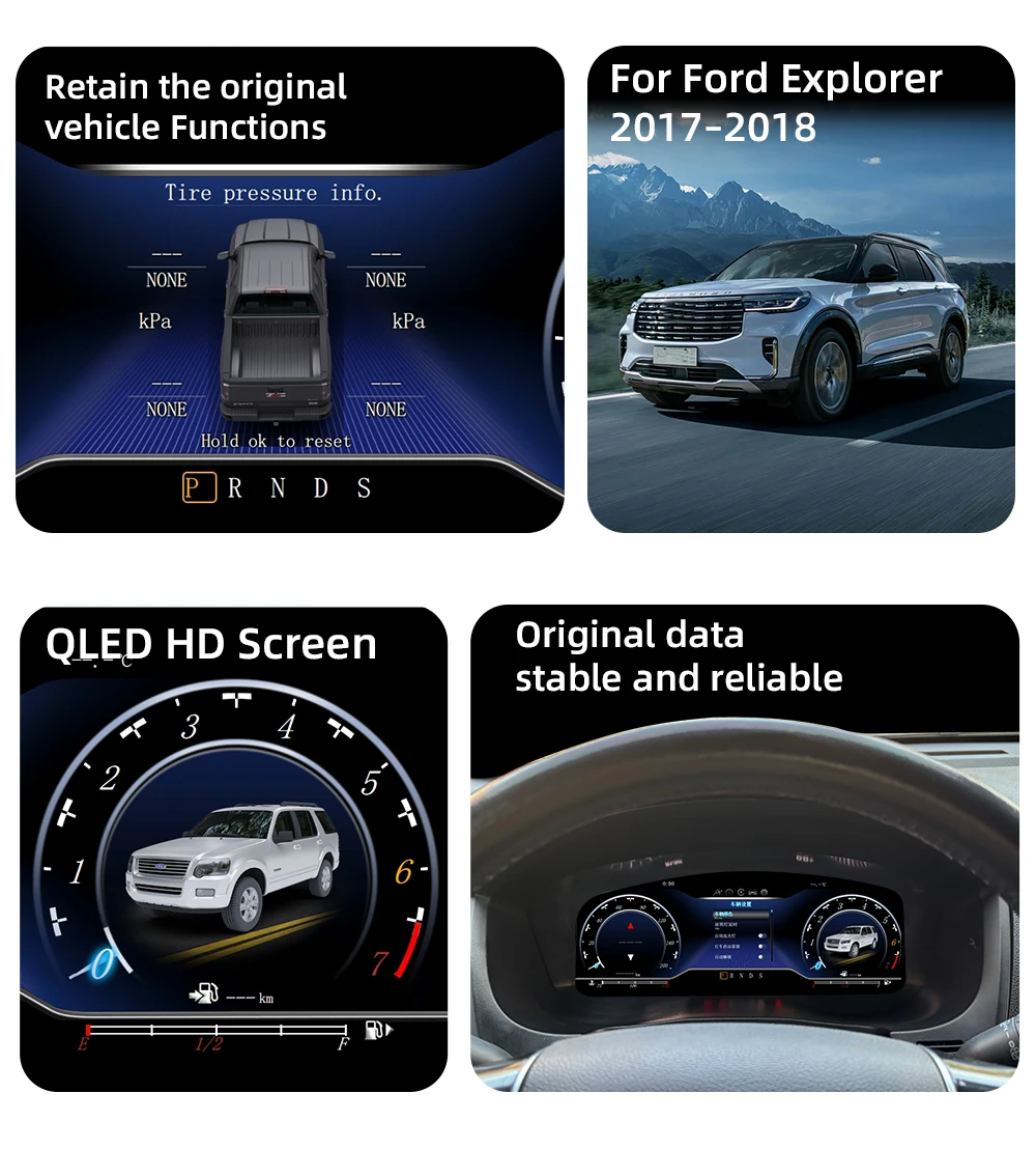 Digital Instrument Cluster Display For Ford Explorer 2017-2018 Speedometer 12.3”