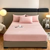 Warm and Thick Elastic Fitted Sheets Solid Color Adjustable Flannel Winter Mattress Cover Velvet Bed Linens 90/160/180/200 Sizes 2