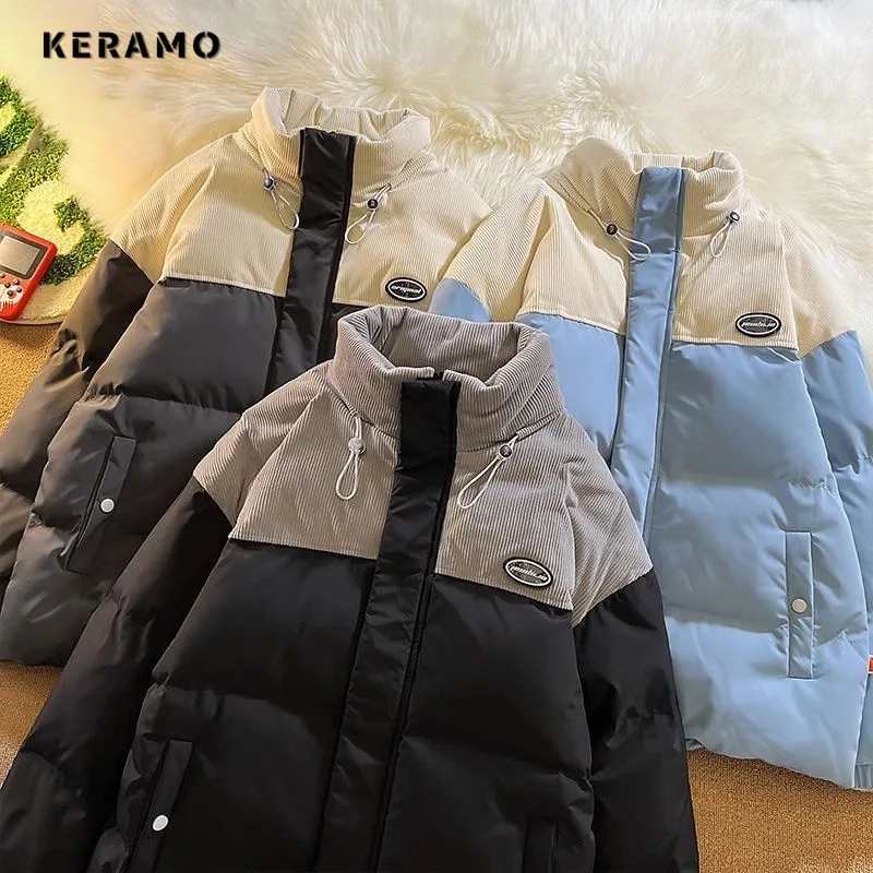 

Women Casual Basic Contrast Color Long Sleeve Single Breasted Parkas 2023 Autumn Winter Outerwear Jacket Fashion Warm Coat