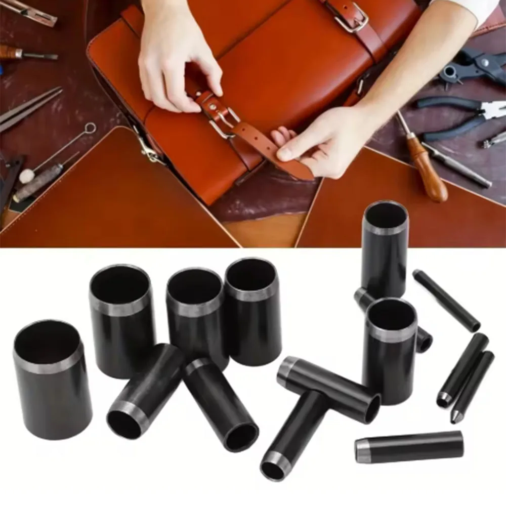 Set of 15 Round Hole Punches (1-15mm), Hollow Punch Set with Storage Case, Leather Hole Punch & Leather Craft Cutting Tools - 4