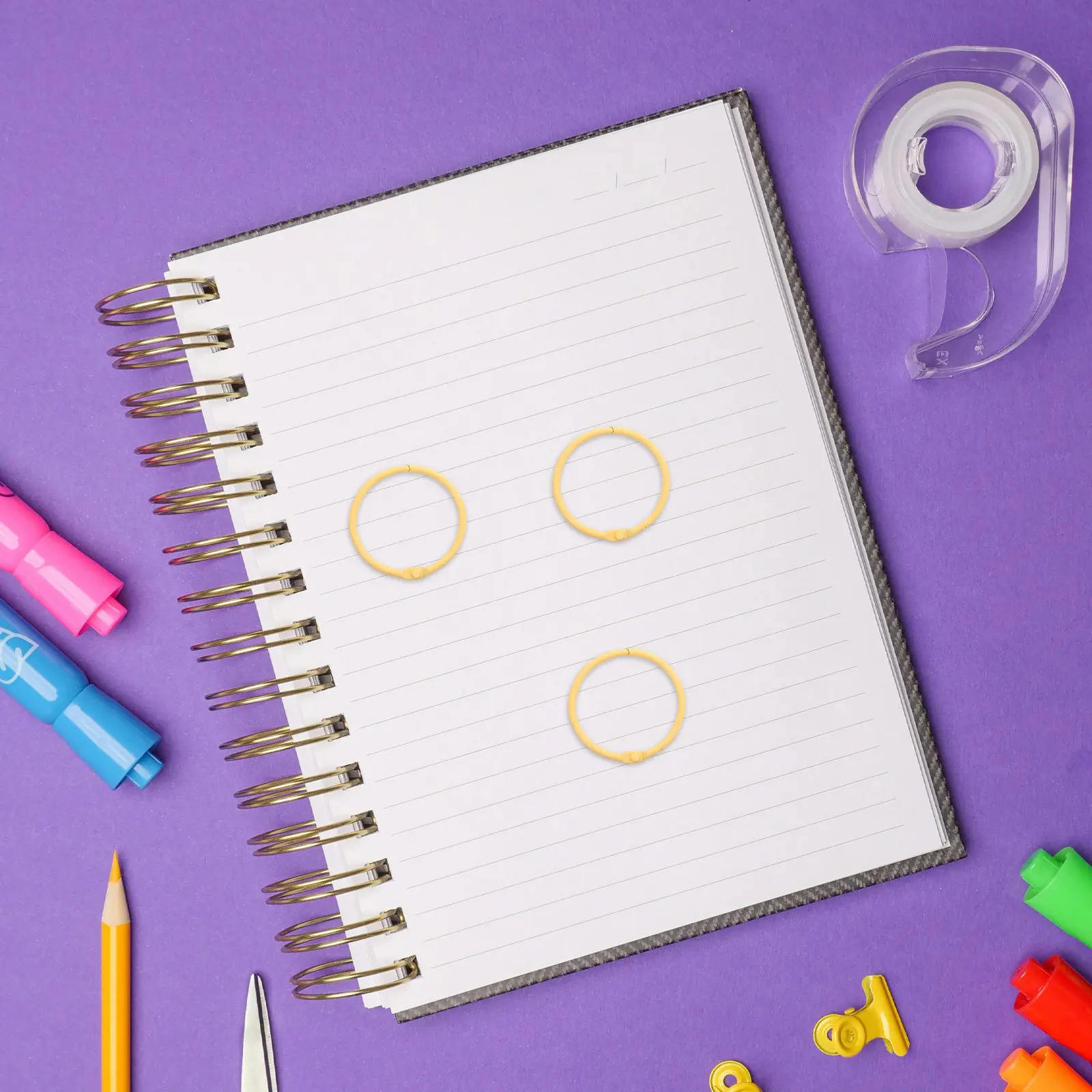 30개 금속 바인더 링 스냅 오픈 루즈 리프 인덱스 카드 플래너 스크랩북 공예 사진 앨범 DIY 바인딩 링 (사무실/학교용)