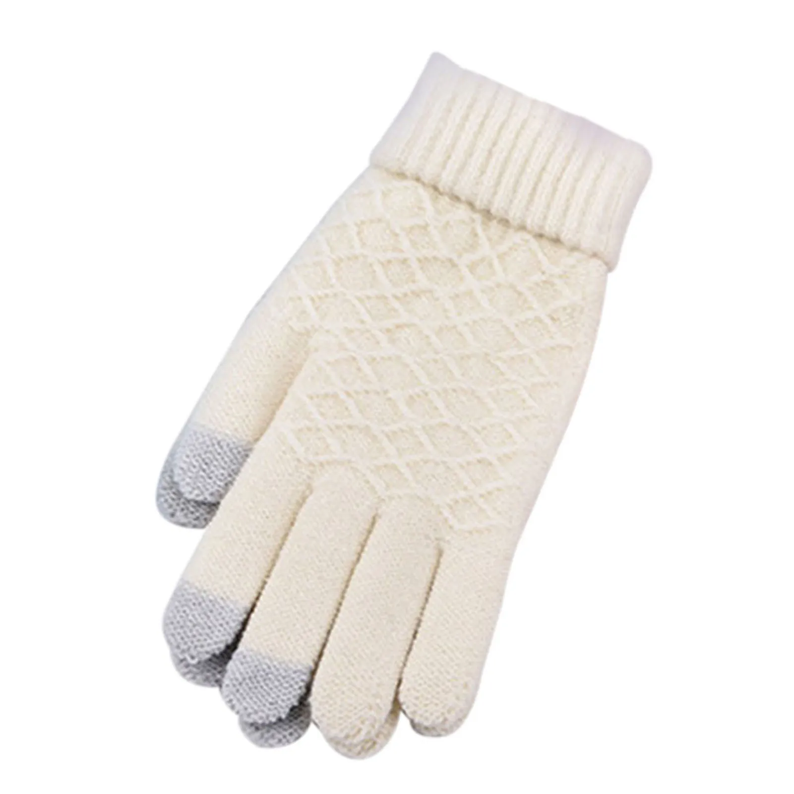 

Solid Color Knitted Gloves Textural Skin Feeling Surface Gloves for Autumn Winter Daily Wearing