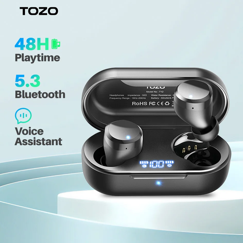 tozo T12 Bluetooth Earbuds True Wireless, Waterproof