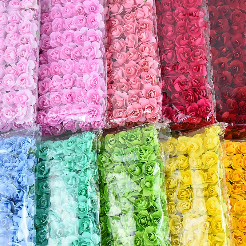 144/288Pcs 2cm Mini Papier Rose Künstliche Blume Köpfe Bouquet Für Hochzeit Künstliche Rose Blumen DIY Scrapbooking liefert – Detail 13