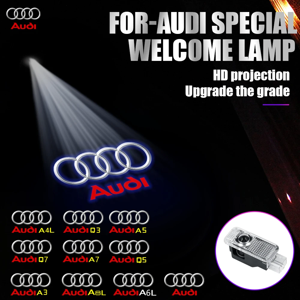 2Pcs Car Door Led Welcome Light Per Audi A3 A5 A4L A6L A7 A8L Q3 Q5 Q7 Sline Rs Auto Badge Proiettore Laser Lampada Decor Accessorie