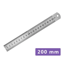 Règle droite Double face en acier inoxydable, échelle métallique, mesure de précision, outil à main, accessoire de papeterie, Double échelle 