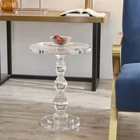 Table basse en acrylique Transparent, Table d'appoint de salon, Table à thé ronde, bureau de rangement, Table de chevet, meubles nordiques, personnalisés 2