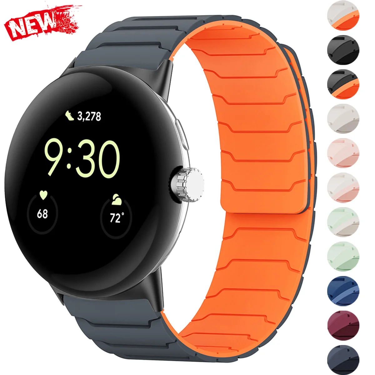 Enhanced Magnetic Silicone Replacement Strap - Sports Band Bracelet