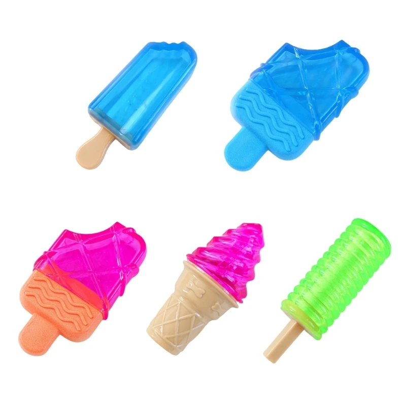 

Freezable Dog Squeak Toy TPR Chew Popsicles Shape Toy with Squeaker Ice Lolly