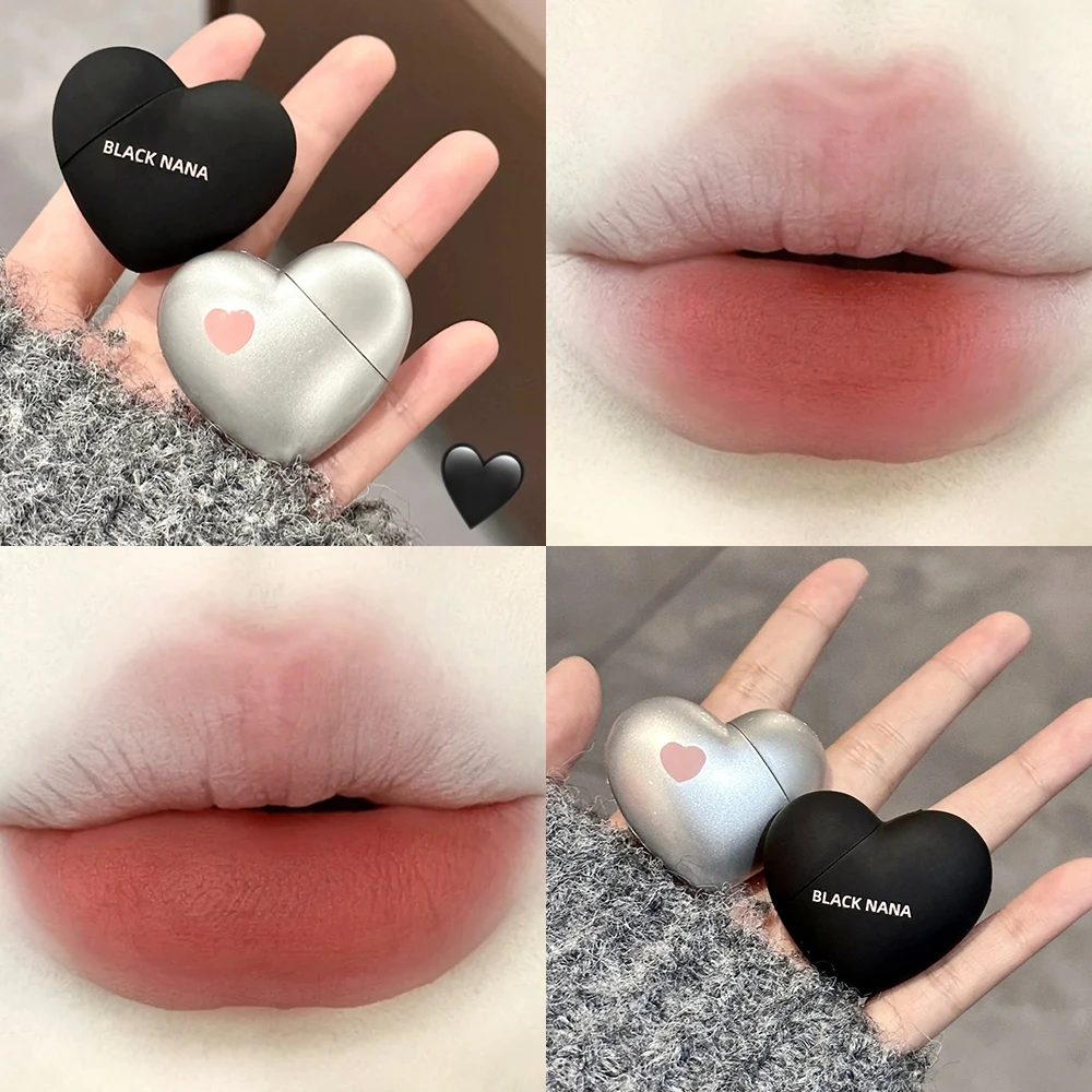 Velvet Matte Lip Glaze Heart Shaped Non-Stick Cup Nude Pink Sexy Lips Tint Waterproof Lasting Liquid Lipstick Makeup Cosmetics