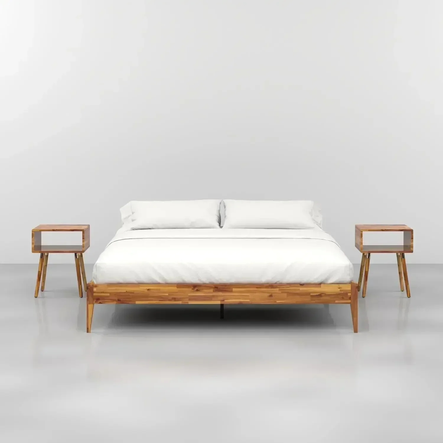 NEW-Dinkee King Bed Frame Wood 15 Inch - Solid Wood Platform Bed Frame - Japanese Joinery Bed - Modern & Minimalist Style