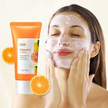 Vitamin C Facial Cleanser Skin Deep Cleansing Moisturizing Blackhead Removal skincare Face Wash Foam Face Cleanser Skin Care 1