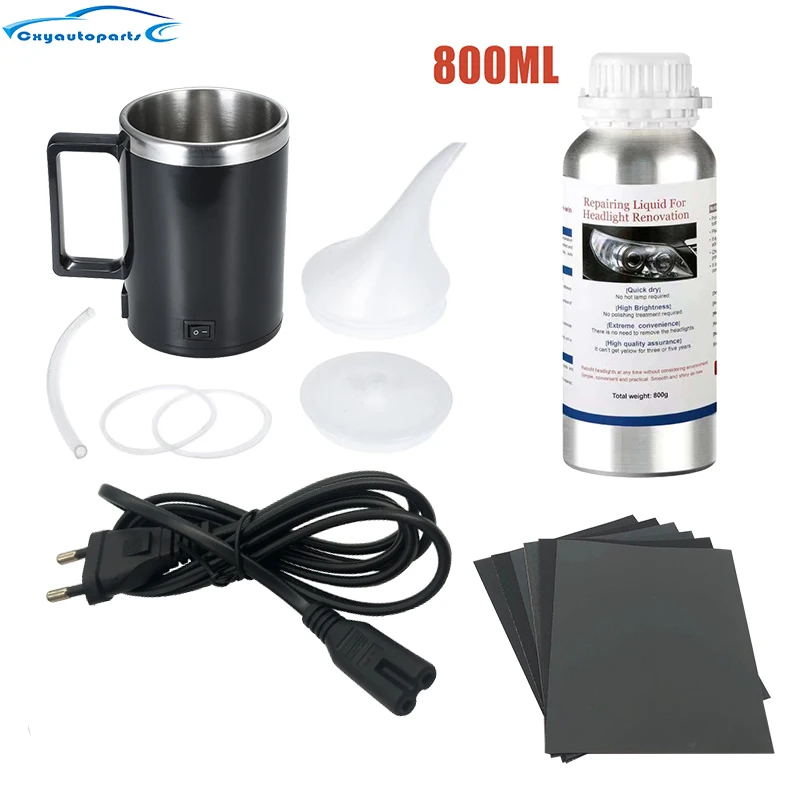 

Car Headlight Restoration Kit Auto Headlight Polish Repair Kit 800ML Liquid Polymer Varnish Evaporator Garage Workshop Tools