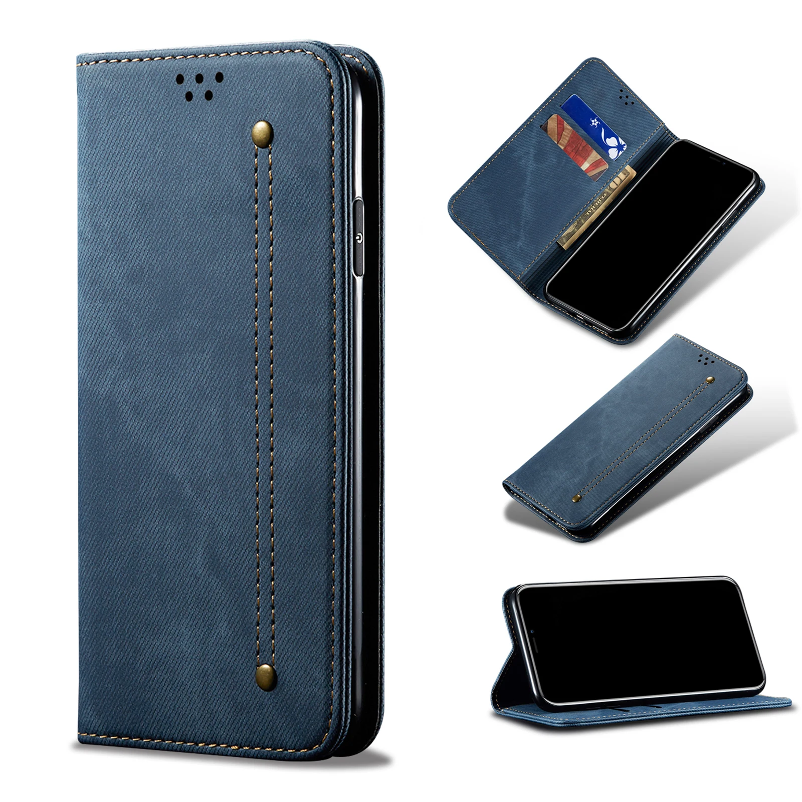 

Jeans Leather Phone Cases Case For VIVO X100 V29 V29E Y200 S17, S16, S17E Y36, Y27, Y78, Y75, V25 Pro 5G, 4G 10Pcs