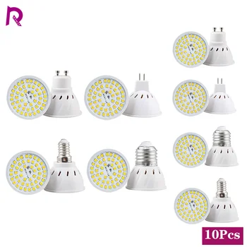 10 개/묶음 LED 전구 E27 E14 MR16 GU10 Lampada 48 60 80LEDs 110V 220V 2835SMD LED 램프 스포트 라이트, Lampara LED 스포트 라이트