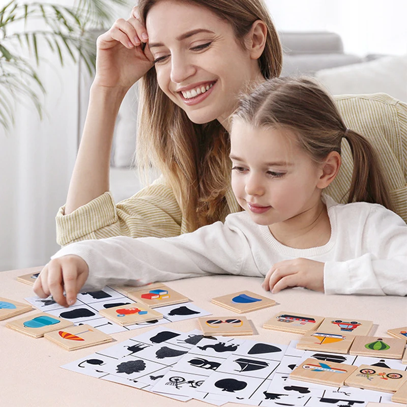 Wooden Montessori Kids Toy Find Shape Animal Fruit Shadow Matching Jigsaw Puzzle Thinking Game Early Education Learning Toy Gift 2
