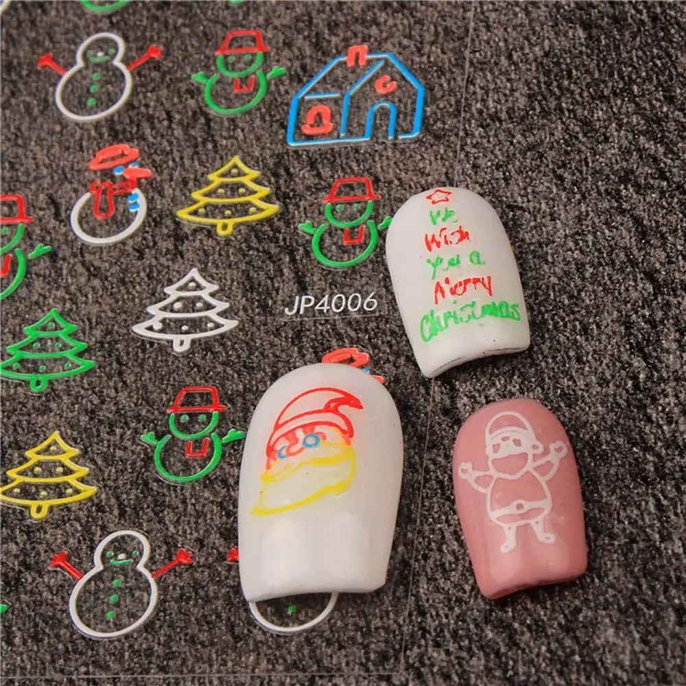 Accessories Santa Claus Christmas Tree Snowman Nail Stickers Christmas Nail Stickers Snowflake Nail Decals Nail Art Decorations 10pcs christmas santa claus christmas tree snowman snowflake elk love nail sticker 5d nail art decoration accessories sticker