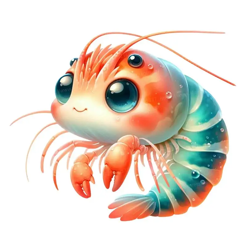 Cute Shrimp Sticker Kitchen Refrigerator Home Decoration Kids Stickers Funny Home Children Toy Colorful Living Decals M865